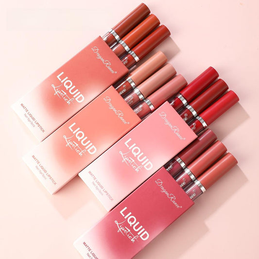 3-Pack Velvet Matte Lip Glaze – Orange, Milk Tea, Bean Paste