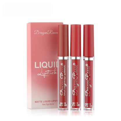 3-Pack Velvet Matte Lip Glaze – Orange, Milk Tea, Bean Paste